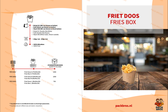 Menu met een gefrituurde snackdoos en een restaurantomgeving op de achtergrond.