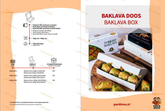 Baklava doos met een selectie van verschillende soorten baklava.